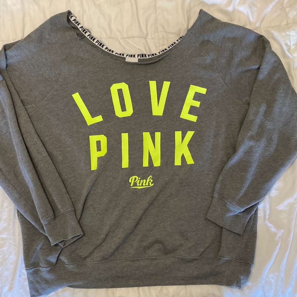 Grey and green Victoria’s Secret Pink sweatshirt